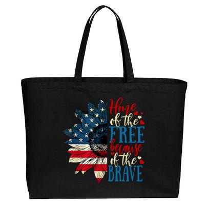 4th Of July Usa Flag Home Of The Free Because Of The Brave Gift Cotton Canvas Jumbo Tote