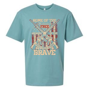 4th Of July Military Home Of The Free Because Of The Brave Funny Gift Sueded Cloud Jersey T-Shirt