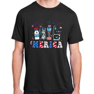 4th Of July Red White ICU Nurse Care Er Ed Rn Micu Cvicu Adult ChromaSoft Performance T-Shirt