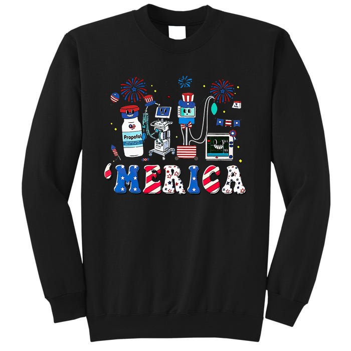 4th Of July Red White ICU Nurse Care Er Ed Rn Micu Cvicu Tall Sweatshirt