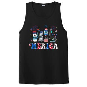 4th Of July Red White ICU Nurse Care Er Ed Rn Micu Cvicu PosiCharge Competitor Tank