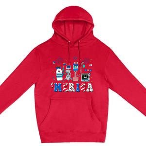 4th Of July Red White ICU Nurse Care Er Ed Rn Micu Cvicu Premium Pullover Hoodie