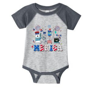 4th Of July Red White ICU Nurse Care Er Ed Rn Micu Cvicu Infant Baby Jersey Bodysuit