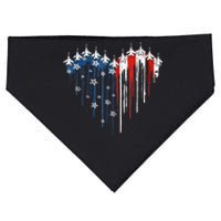 4th Of July Retro Fighter Jet Airplane American Flag Heart Gift USA-Made Doggie Bandana