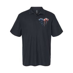 4th Of July Retro Fighter Jet Airplane American Flag Heart Gift Softstyle Adult Sport Polo