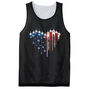 4th Of July Retro Fighter Jet Airplane American Flag Heart Gift Mesh Reversible Basketball Jersey Tank