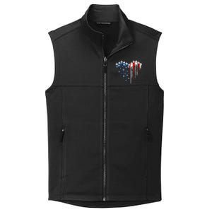 4th Of July Retro Fighter Jet Airplane American Flag Heart Gift Collective Smooth Fleece Vest