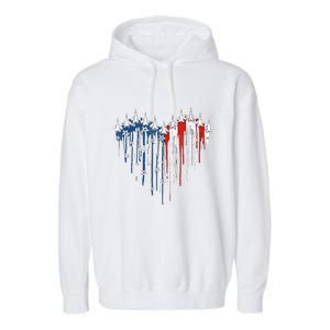 4th Of July Retro Fighter Jet Airplane American Flag Heart Gift Garment-Dyed Fleece Hoodie