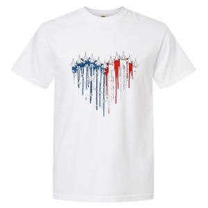 4th Of July Retro Fighter Jet Airplane American Flag Heart Gift Garment-Dyed Heavyweight T-Shirt