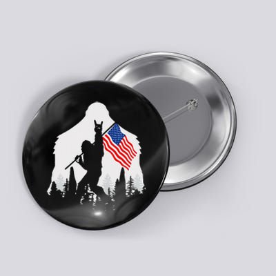 4th of July Bigfoot Sasquatch USA American Flag Button