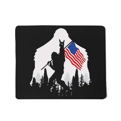 4th of July Bigfoot Sasquatch USA American Flag Mousepad