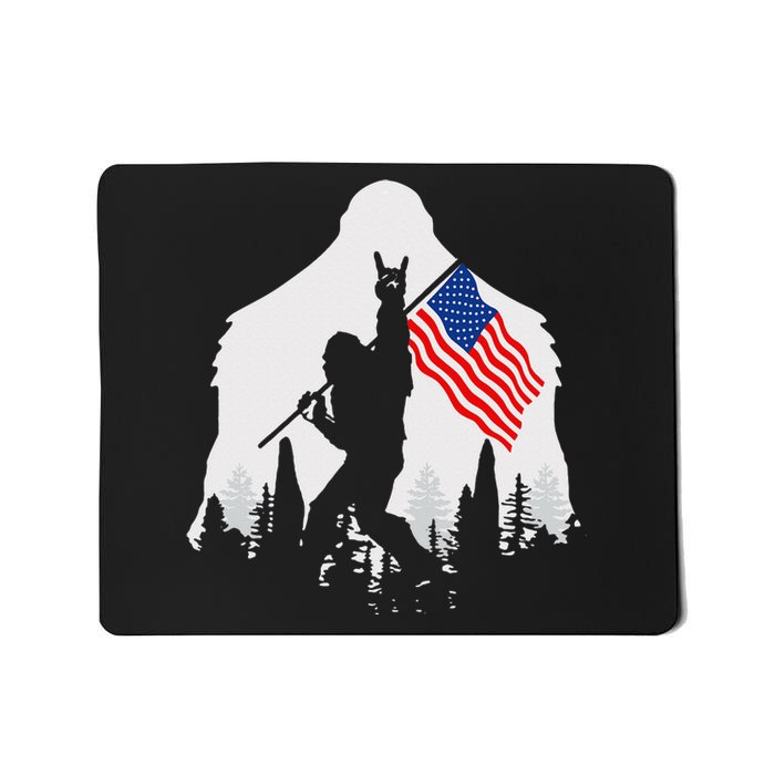 4th of July Bigfoot Sasquatch USA American Flag Mousepad