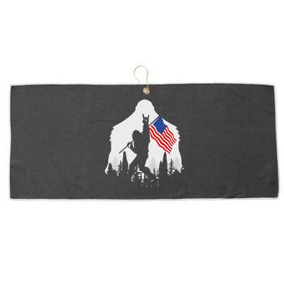 4th of July Bigfoot Sasquatch USA American Flag Large Microfiber Waffle Golf Towel