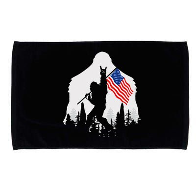 4th of July Bigfoot Sasquatch USA American Flag Microfiber Hand Towel