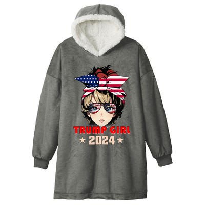 4th Of July Trump 45 47 Trump Girl 2024 Hooded Wearable Blanket