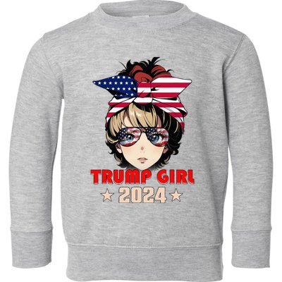 4th Of July Trump 45 47 Trump Girl 2024 Toddler Sweatshirt