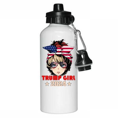 4th Of July Trump 45 47 Trump Girl 2024 Aluminum Water Bottle 