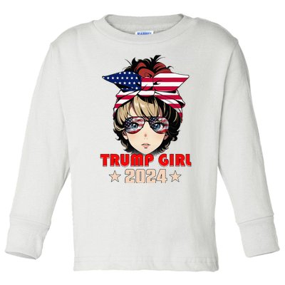 4th Of July Trump 45 47 Trump Girl 2024 Toddler Long Sleeve Shirt