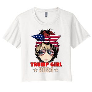 4th Of July Trump 45 47 Trump Girl 2024 Women's Crop Top Tee