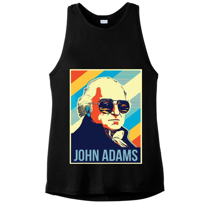 4th Of July John Adams President Retro Patriotic Ladies PosiCharge Tri-Blend Wicking Tank