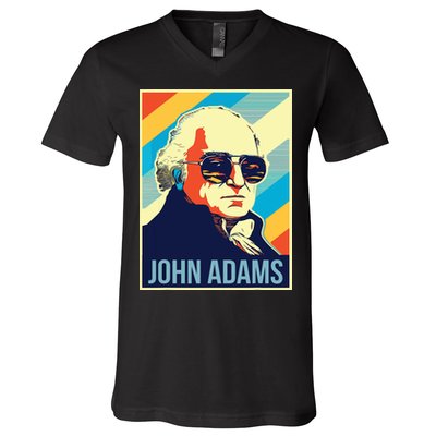 4th Of July John Adams President Retro Patriotic V-Neck T-Shirt