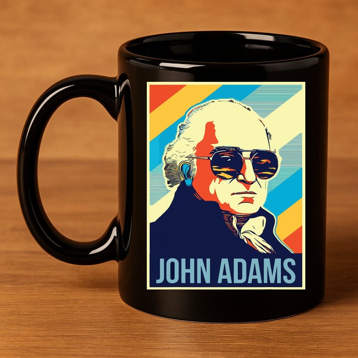 4th Of July John Adams President Retro Patriotic 11oz C Handle Ceramic Mug