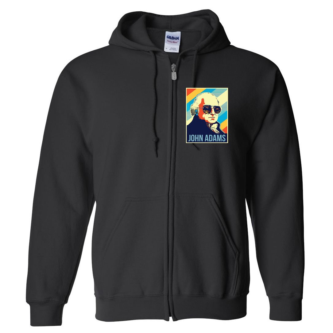 4th Of July John Adams President Retro Patriotic Full Zip Hoodie