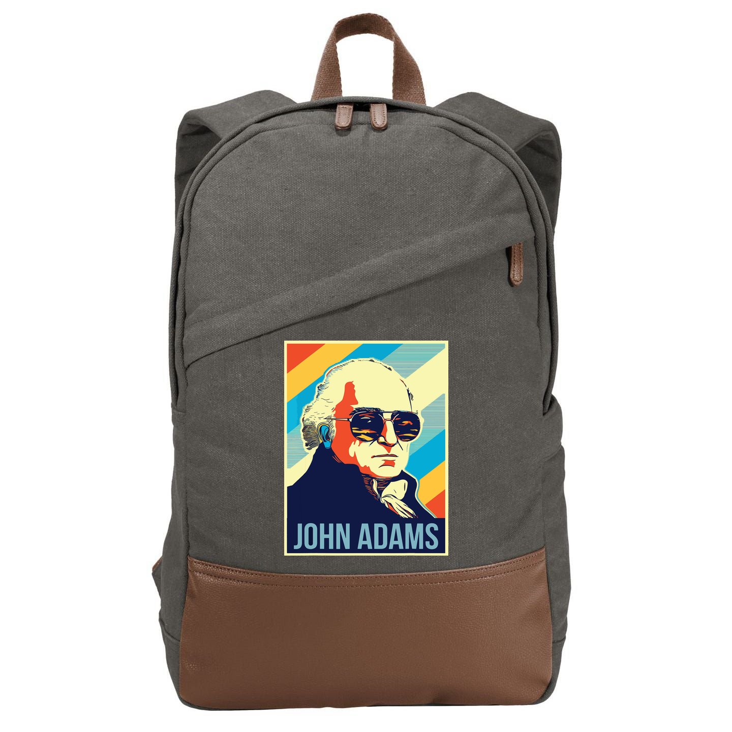 4th Of July John Adams President Retro Patriotic Cotton Canvas Backpack