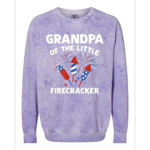 4th Of July Birthday Grandpa Of The Little Firecracker Funny Gift Meaningful Gif Colorblast Crewneck Sweatshirt