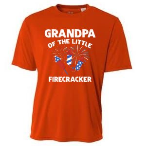 4th Of July Birthday Grandpa Of The Little Firecracker Funny Gift Meaningful Gif Cooling Performance Crew T-Shirt