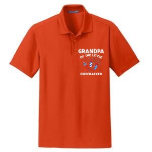 4th Of July Birthday Grandpa Of The Little Firecracker Funny Gift Meaningful Gif Dry Zone Grid Polo