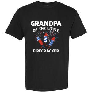 4th Of July Birthday Grandpa Of The Little Firecracker Funny Gift Meaningful Gif Garment-Dyed Heavyweight T-Shirt