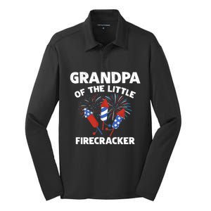 4th Of July Birthday Grandpa Of The Little Firecracker Funny Gift Meaningful Gif Silk Touch Performance Long Sleeve Polo