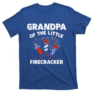 4th Of July Birthday Grandpa Of The Little Firecracker Funny Gift Meaningful Gif T-Shirt