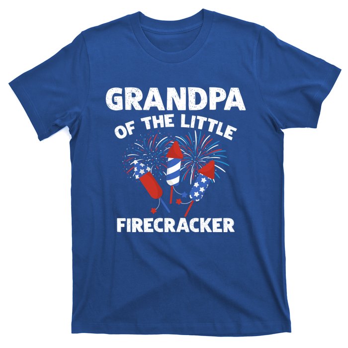 4th Of July Birthday Grandpa Of The Little Firecracker Funny Gift Meaningful Gif T-Shirt