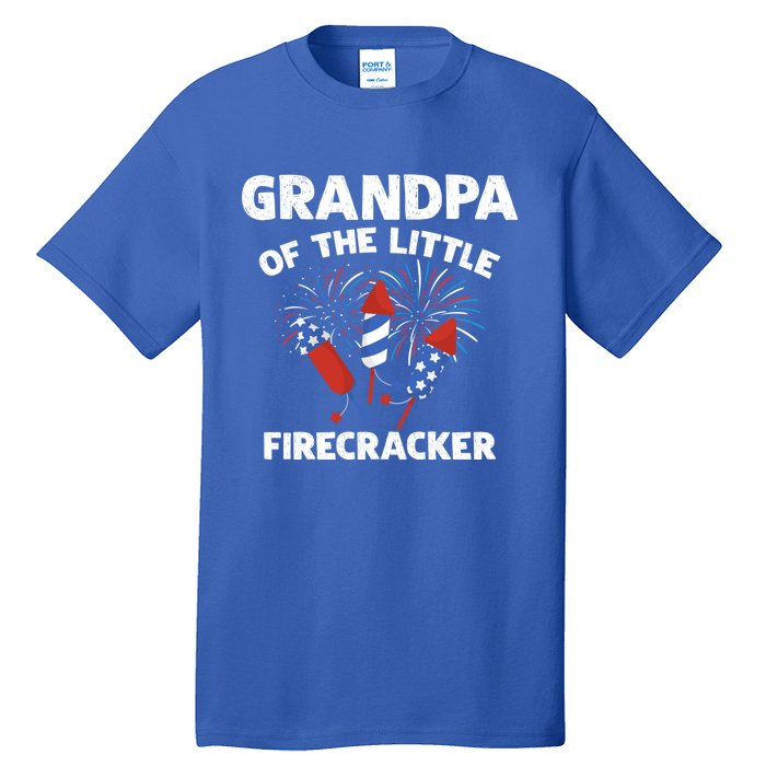 4th Of July Birthday Grandpa Of The Little Firecracker Funny Gift Meaningful Gif Tall T-Shirt