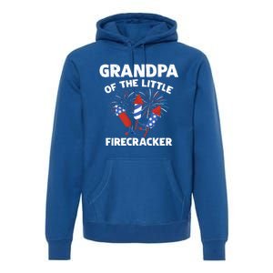 4th Of July Birthday Grandpa Of The Little Firecracker Funny Gift Meaningful Gif Premium Hoodie