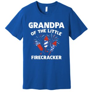 4th Of July Birthday Grandpa Of The Little Firecracker Funny Gift Meaningful Gif Premium T-Shirt