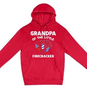 4th Of July Birthday Grandpa Of The Little Firecracker Funny Gift Meaningful Gif Premium Pullover Hoodie