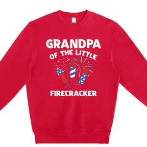 4th Of July Birthday Grandpa Of The Little Firecracker Funny Gift Meaningful Gif Premium Crewneck Sweatshirt