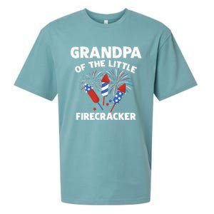 4th Of July Birthday Grandpa Of The Little Firecracker Funny Gift Meaningful Gif Sueded Cloud Jersey T-Shirt