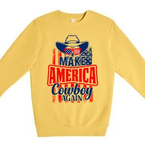 4th Of July Usa Flag Make America Cow Again Funny Gift Premium Crewneck Sweatshirt