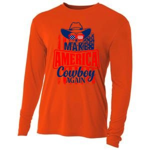 4th Of July Usa Flag Make America Cow Again Funny Gift Cooling Performance Long Sleeve Crew