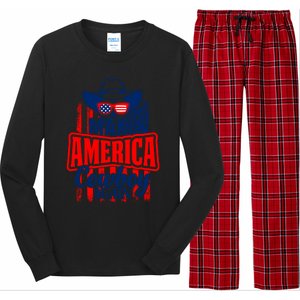 4th Of July Usa Flag Make America Cow Again Funny Gift Long Sleeve Pajama Set