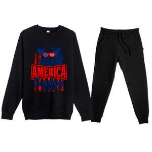 4th Of July Usa Flag Make America Cow Again Funny Gift Premium Crewneck Sweatsuit Set