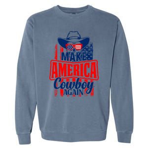 4th Of July Usa Flag Make America Cow Again Funny Gift Garment-Dyed Sweatshirt