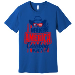 4th Of July Usa Flag Make America Cow Again Funny Gift Premium T-Shirt