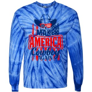 4th Of July Usa Flag Make America Cow Again Funny Gift Tie-Dye Long Sleeve Shirt