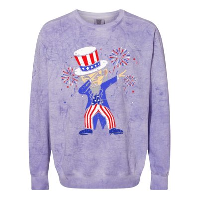 4th Of July S For Kids Funny Dabbing Uncle Sam Men Colorblast Crewneck Sweatshirt