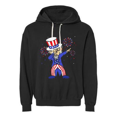 4th Of July S For Kids Funny Dabbing Uncle Sam Men Garment-Dyed Fleece Hoodie